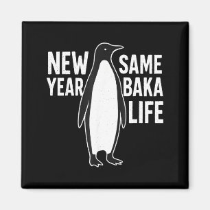 Grappige Pinguïn Nieuwjaars Baka Leven Anime Stijl Magneet