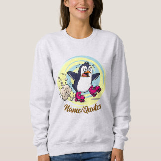 Grappige pinguïn op rolschaatsen trui