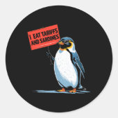 Grappige pinguïn tarief woordspeling ik eet tariev ronde sticker (Voorkant)