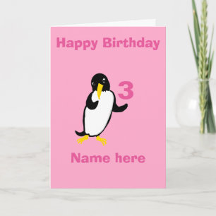 Grappige pinguïn Verjaardag, naam leeftijd voorzij Kaart