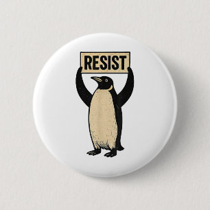 Grappige pinguïn verzet zich tegen koele pinguïns  ronde button 5,7 cm