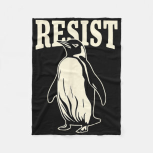 Grappige pinguïn verzet zich tegen pinguïns protes fleece deken