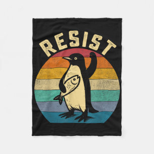Grappige pinguïn verzet zich tegen pinguïns protes fleece deken