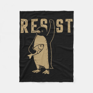 Grappige pinguïn verzet zich tegen pinguïns protes fleece deken