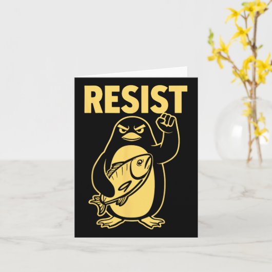 Grappige pinguïn verzet zich tegen pinguïns protes kaart (Gele Bloem)