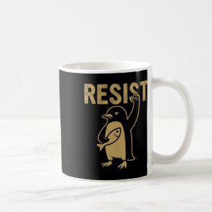 Grappige pinguïn verzet zich tegen pinguïns protes koffiemok