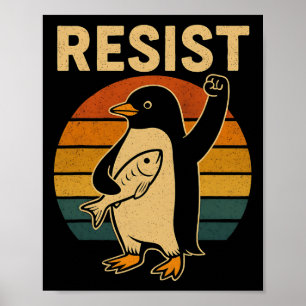 Grappige pinguïn verzet zich tegen pinguïns protes poster