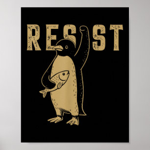 Grappige pinguïn verzet zich tegen pinguïns protes poster