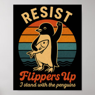 Grappige pinguïn verzet zich tegen pinguïns protes poster