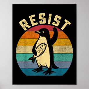Grappige pinguïn verzet zich tegen pinguïns protes poster