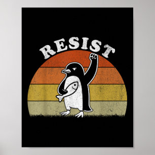 Grappige pinguïn verzet zich tegen pinguïns protes poster