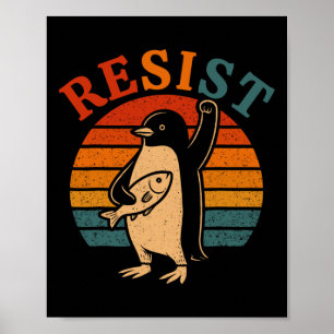 Grappige pinguïn verzet zich tegen pinguïns protes poster