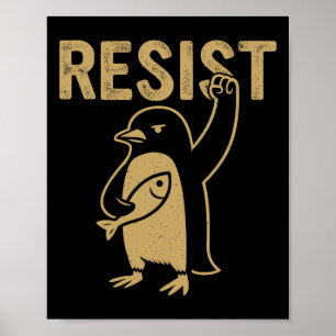 Grappige pinguïn verzet zich tegen pinguïns protes poster