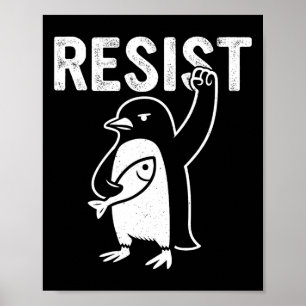 Grappige pinguïn verzet zich tegen pinguïns protes poster