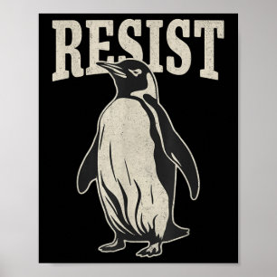 Grappige pinguïn verzet zich tegen pinguïns protes poster