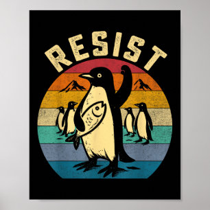 Grappige pinguïn verzet zich tegen pinguïns protes poster