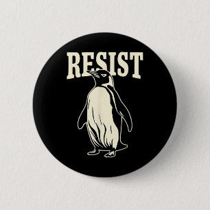 Grappige pinguïn verzet zich tegen pinguïns protes ronde button 5,7 cm