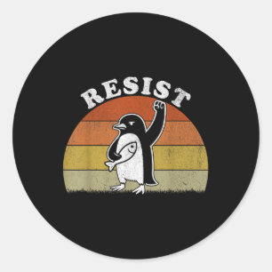 Grappige pinguïn verzet zich tegen pinguïns protes ronde sticker