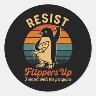 Grappige pinguïn verzet zich tegen pinguïns protes ronde sticker
