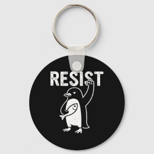 Grappige pinguïn verzet zich tegen pinguïns protes sleutelhanger