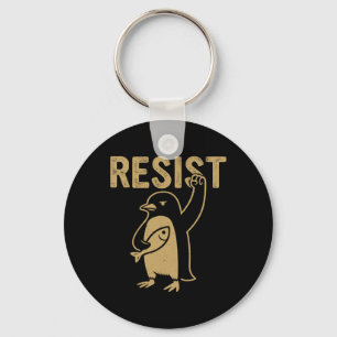 Grappige pinguïn verzet zich tegen pinguïns protes sleutelhanger