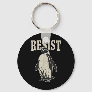 Grappige pinguïn verzet zich tegen pinguïns protes sleutelhanger