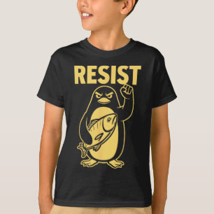 Grappige pinguïn verzet zich tegen pinguïns protes t-shirt