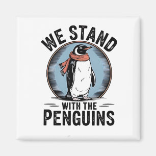 Grappige pinguïn verzet zich tegen protest tegen t magneet