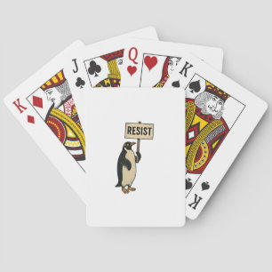 Grappige pinguïn verzet zich tegen protest tegen t pokerkaarten