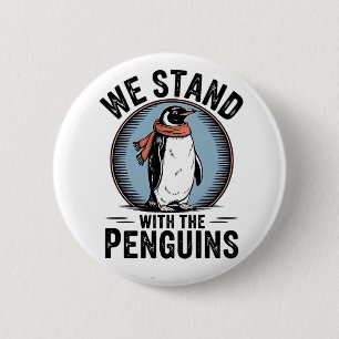 Grappige pinguïn verzet zich tegen protest tegen t ronde button 5,7 cm