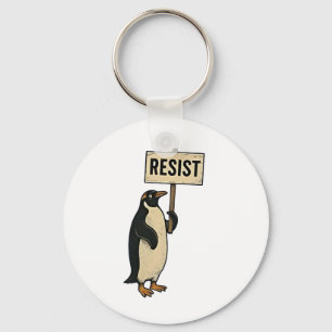 Grappige pinguïn verzet zich tegen protest tegen t sleutelhanger