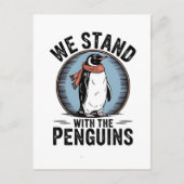 Grappige pinguïn verzet zich tegen protest tegen t uitnodiging briefkaart (Voorkant)