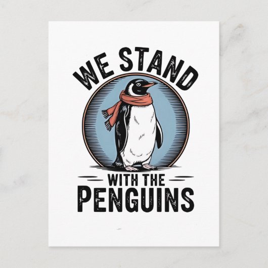 Grappige pinguïn verzet zich tegen protest tegen t uitnodiging briefkaart (Voorkant)