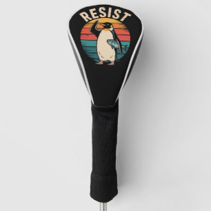Grappige Pinguïn Verzetsprotest Tegen Tarieven Golfheadcover