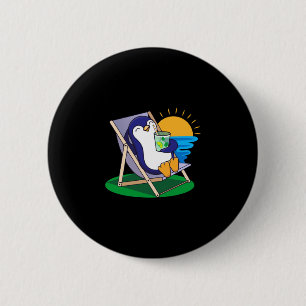 Grappige pinguïn vogel zomer seizoen strand cadeau ronde button 5,7 cm
