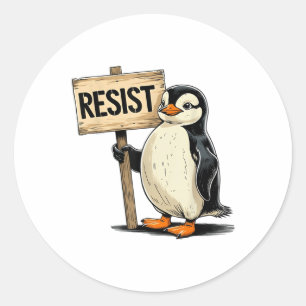 Grappige pinguïn weerstaan koele pinguïns weerstaa ronde sticker