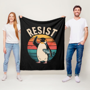 Grappige Pinguïn Weerstaat Protest Tegen Tarieven Fleece Deken