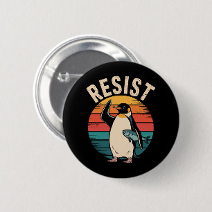 Grappige Pinguïn Weerstaat Protest Tegen Tarieven  Ronde Button 5,7 Cm