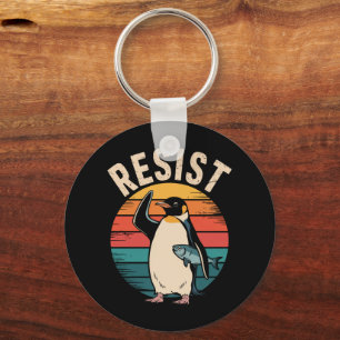 Grappige Pinguïn Weerstaat Protest Tegen Tarieven Sleutelhanger