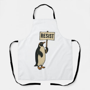 Grappige Pinguïn Weert Protest Tarief Af Schort