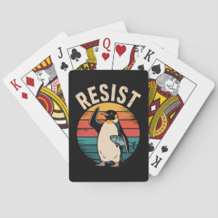 Grappige Pinguïn Weert Protest Tegen Tarieven Pokerkaarten