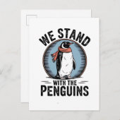 Grappige Pinguïn Weert Protest Tegen Tarieven Uitnodiging Briefkaart (Voorkant / Achterkant)