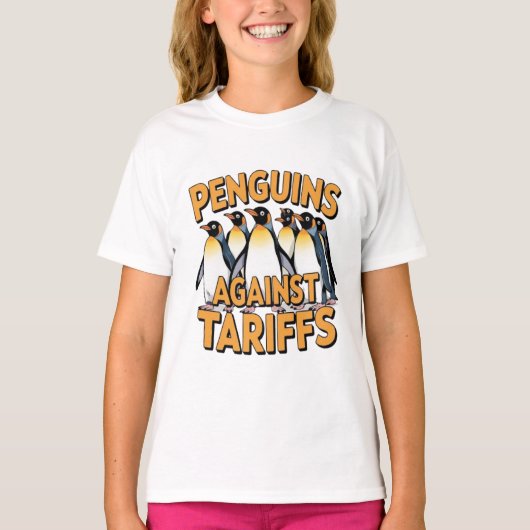 Grappige pinguïns tegen tarieven verzetten zich te t-shirt (Voorkant)