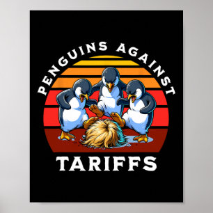 Grappige Pinguïns Tegen Tarieven Weerstand Bieden  Poster