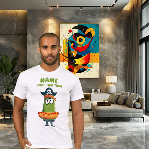Grappige Piraat Cactus Snack Tijd Team Aanpasbaa T-shirt