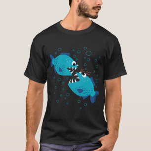 Grappige Piranha Vis Kletsen Schattige Cartoon Wat T-shirt