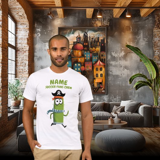 Grappige Pirate Cactus Voetbal Fans Crew | Custom T-shirt
