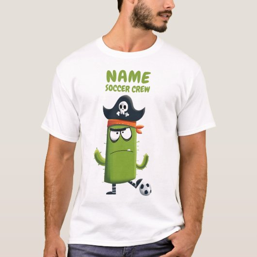 Grappige Pirate Cactus Voetbalploeg | Aangepaste s T-shirt (Voorkant)