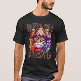 Grappige Pirate Cat Illustratie voor Quirky Cat Lo T-shirt