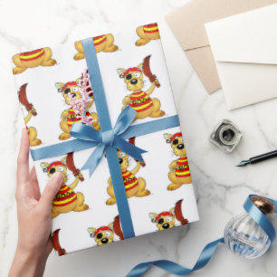 Grappige Piratenhond met Speelgoed Zwaard Cadeaupapier